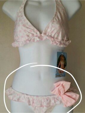 Women's Light Pink Floral Ruffle Bikini Set - Brand Not Listed